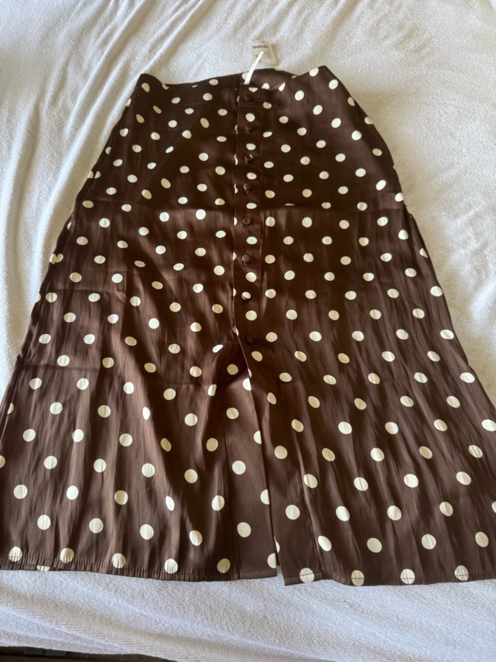 Free People Brown Polka Dot Button-Front Midi Skirt
